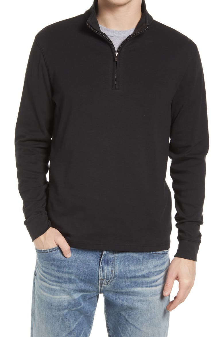 Puremeso Quarter Zip Pullover, Main, color, BLACK