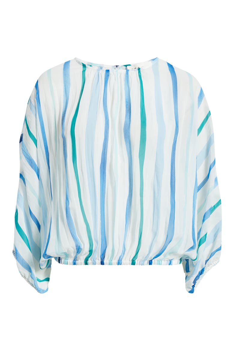 Stripe Pleated Dolman Sleeve Top, Alternate, color, SEA GLASS BRUSH STROKE