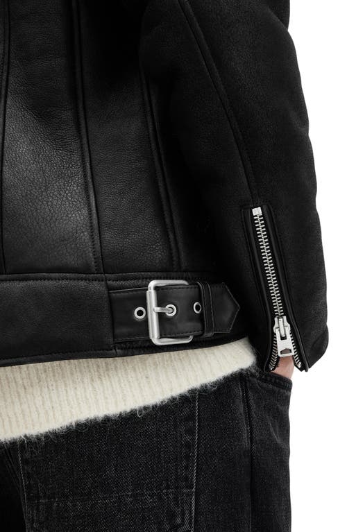 Allsaints Xena Shearling Lined Leather Biker Jacket