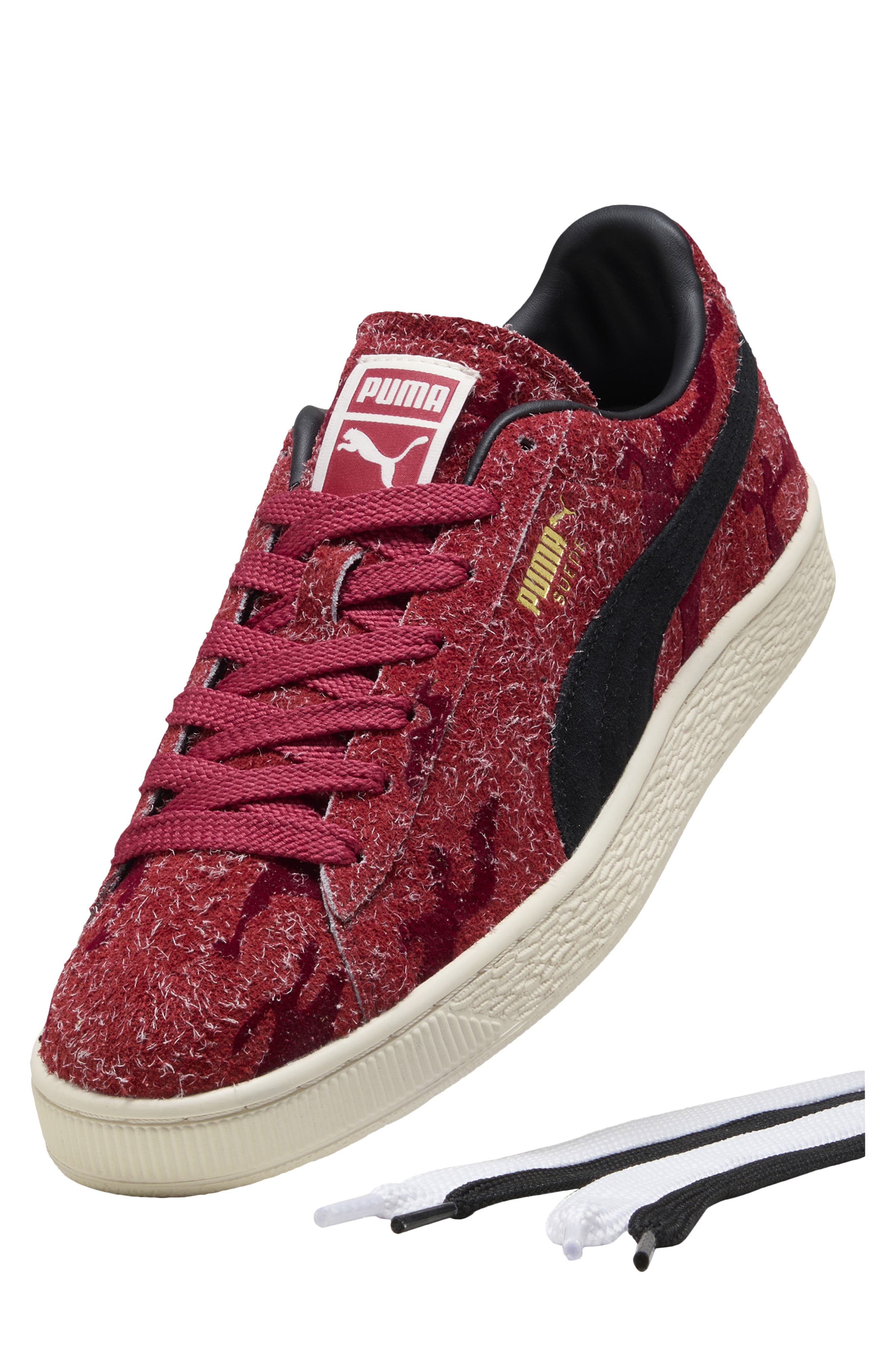 Suede Flock Sneaker, Alternate, color, RED RHYTHM/ INTENSE RED