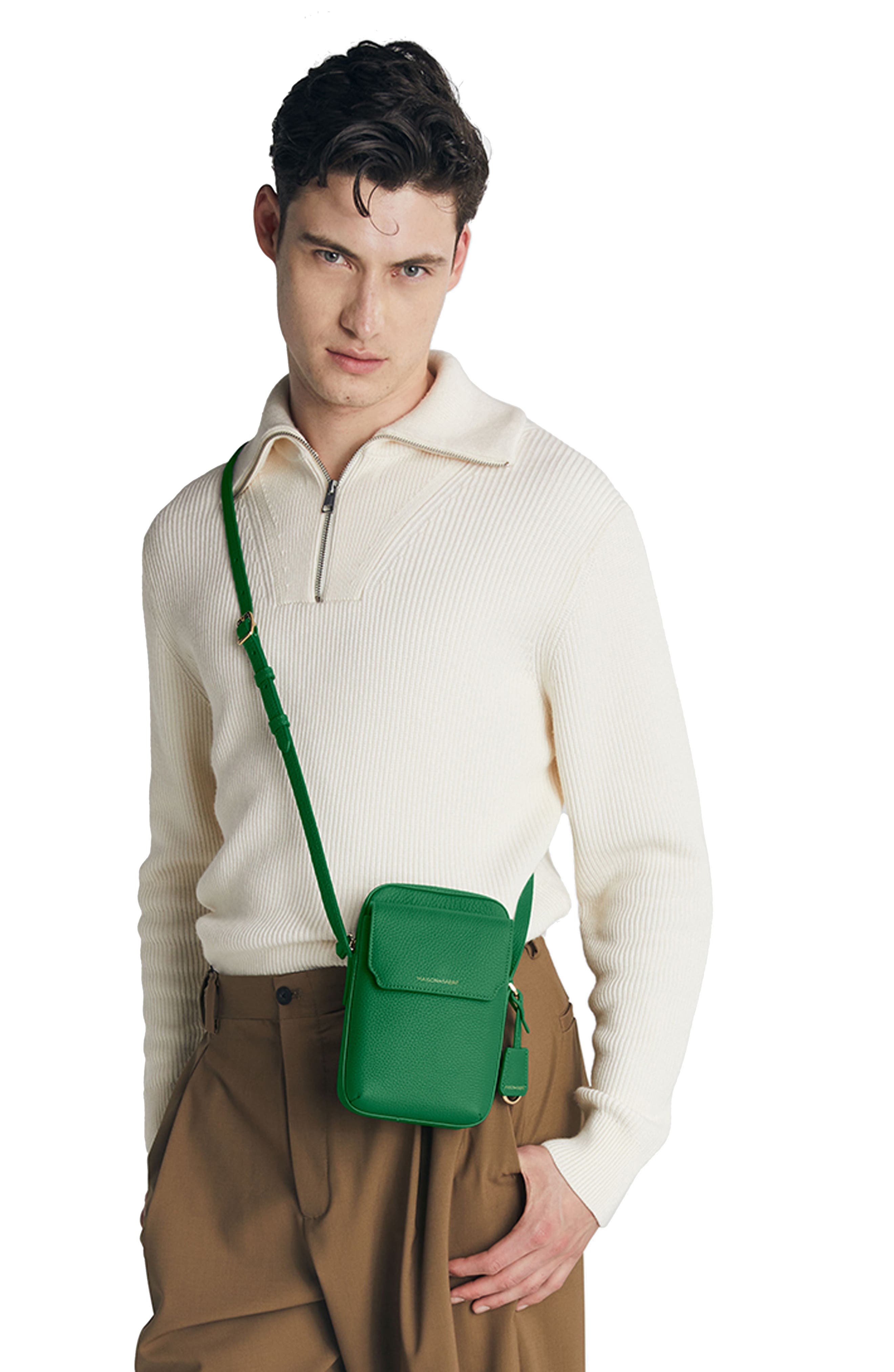 Leather Zip Phone Pouch, Alternate, color, Emerald Green