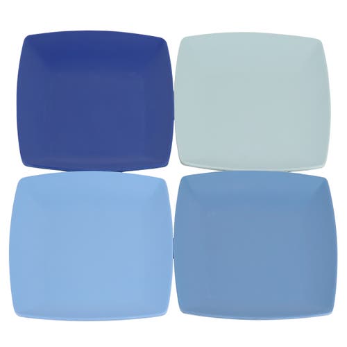 Gibson Home Grayson 4 Piece 10.5 Inch Square Melamine Dinner Plate Set In Blue