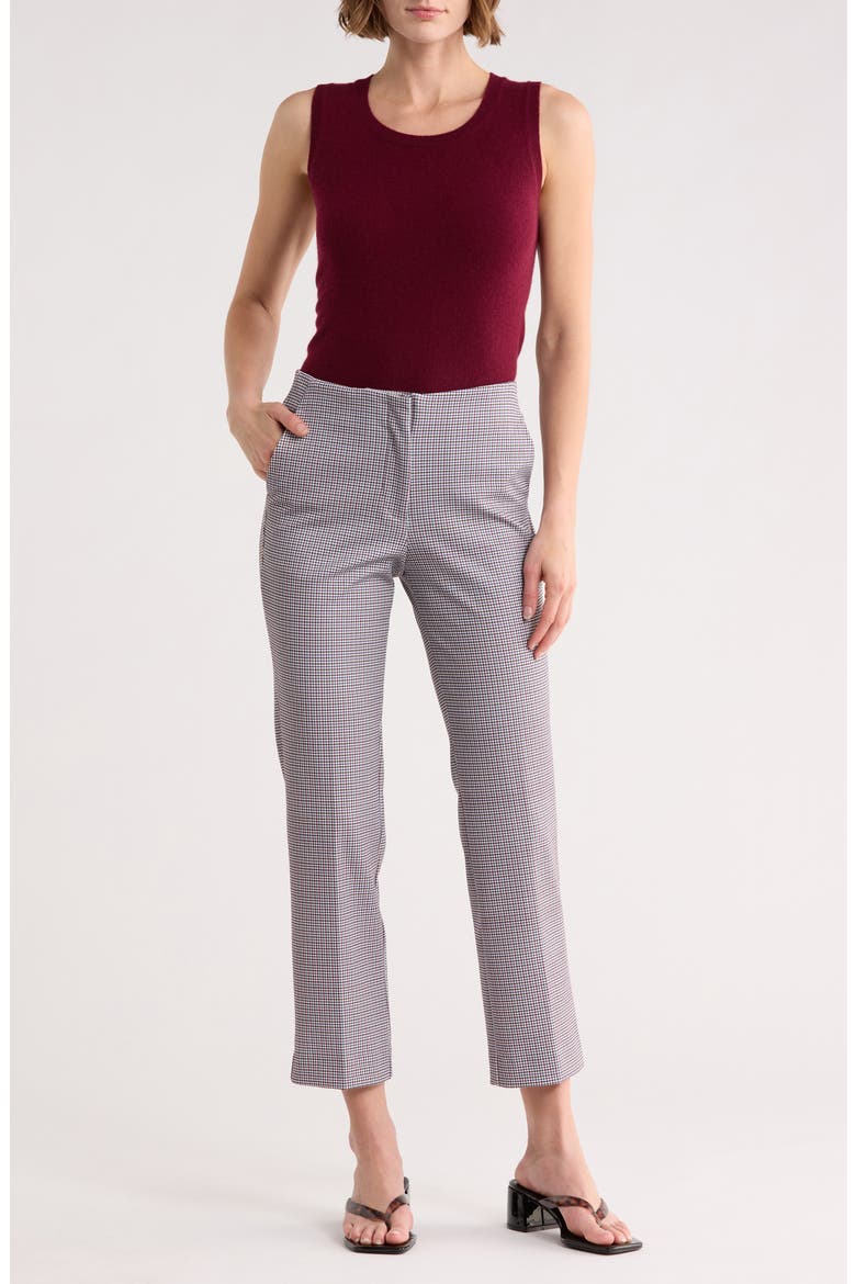 Mini Check Slim Straight Leg Pants, Main, color, RED/ GREY/ NAVY CHECK