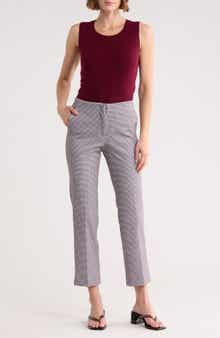 T Tahari Mini Check Slim Straight Leg Pants