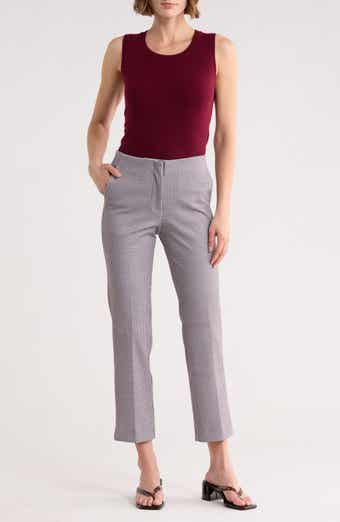 T Tahari Mini Check Slim Straight Leg Pants