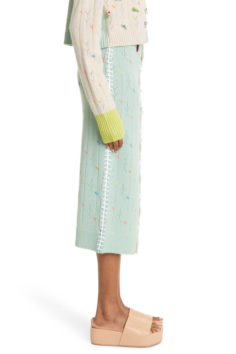 Rosie Pointelle Wool Midi Skirt (Nordstrom Exclusive), Alternate, color, LICHEN/ OATMEAL