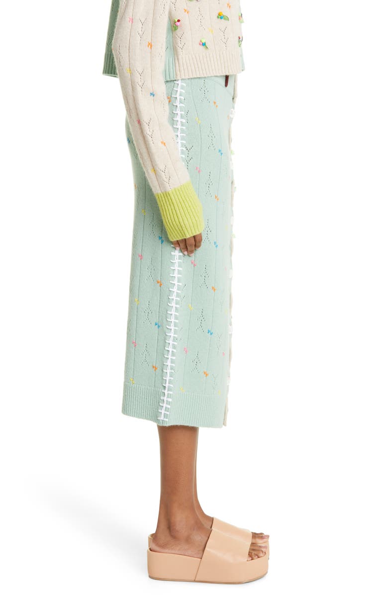 YanYan Rosie Pointelle Wool Midi Skirt, Alternate, color, 