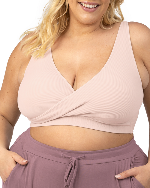Kindred Bravely Busty Sublime Adjustable Crossover Nursing & Lounge Bra -sizing Options From E-i Cup In Pink