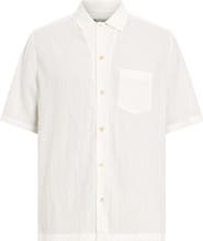 AllSaints Walton Short Sleeve Stretch Cotton Seersucker Button-Up Shirt