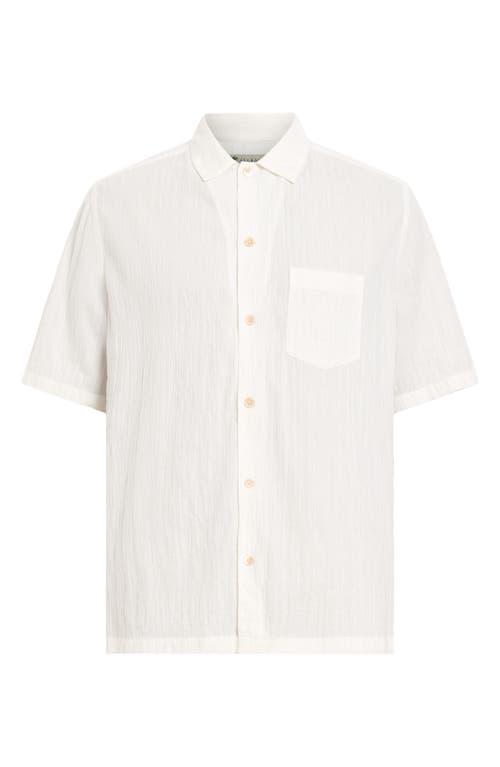 Allsaints Walton Short Sleeve Stretch Cotton Seersucker Button-up Shirt In White