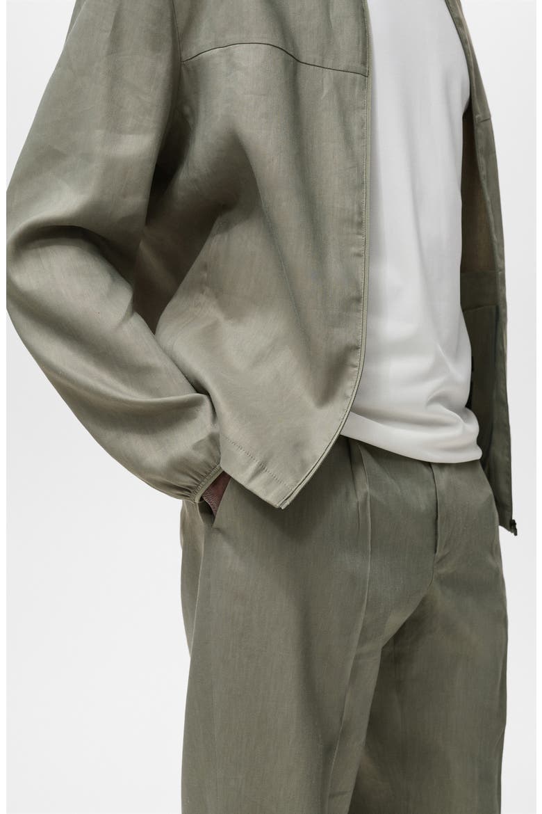 Pleated Linen Blend Pants, Alternate, color, OLIVE GREEN