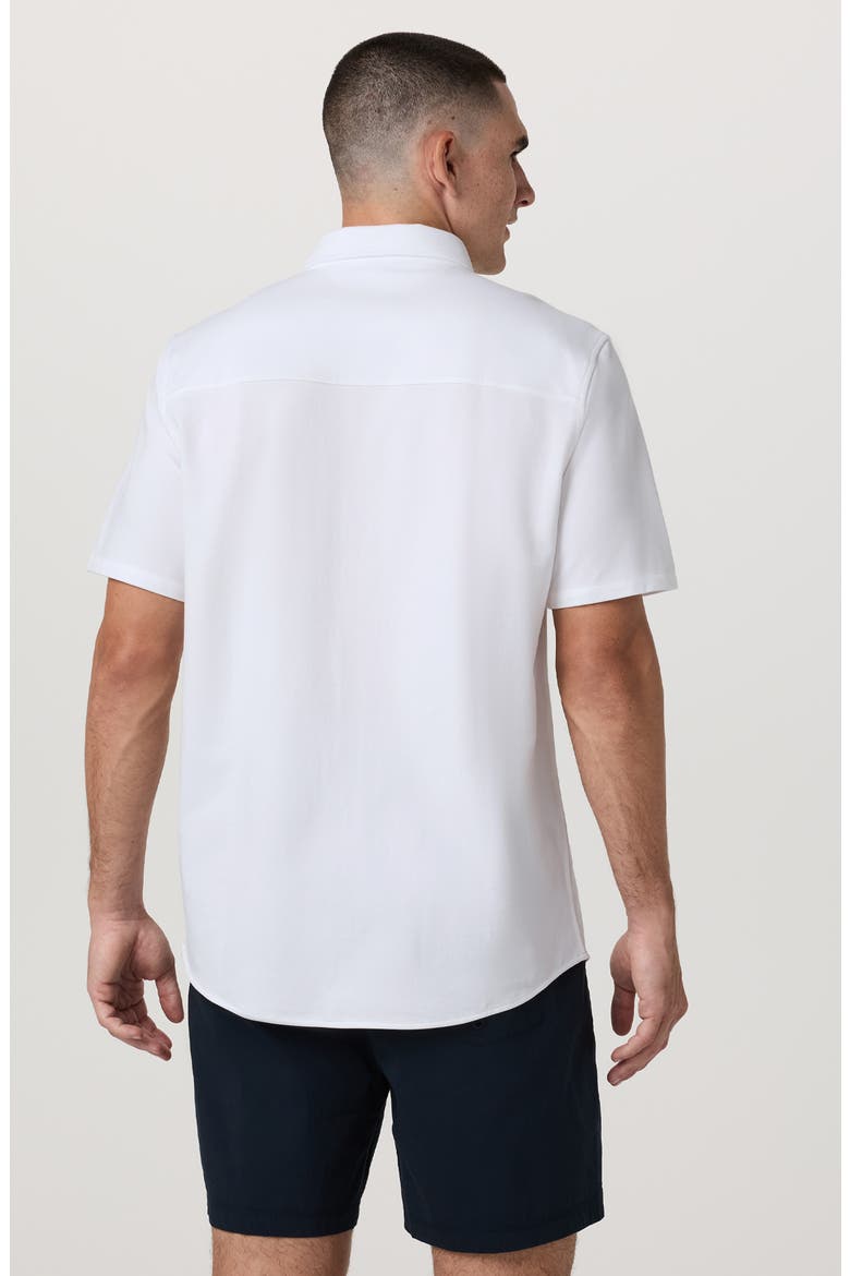 Oxford Knit Short Sleeve Button-Up Shirt, Alternate, color, WHITE