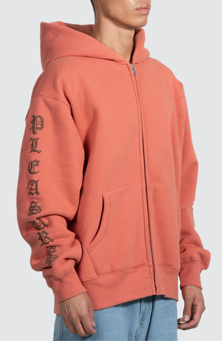 PLEASURES Embroidered Graphic Zip-Up Hoodie, Alternate, color, 