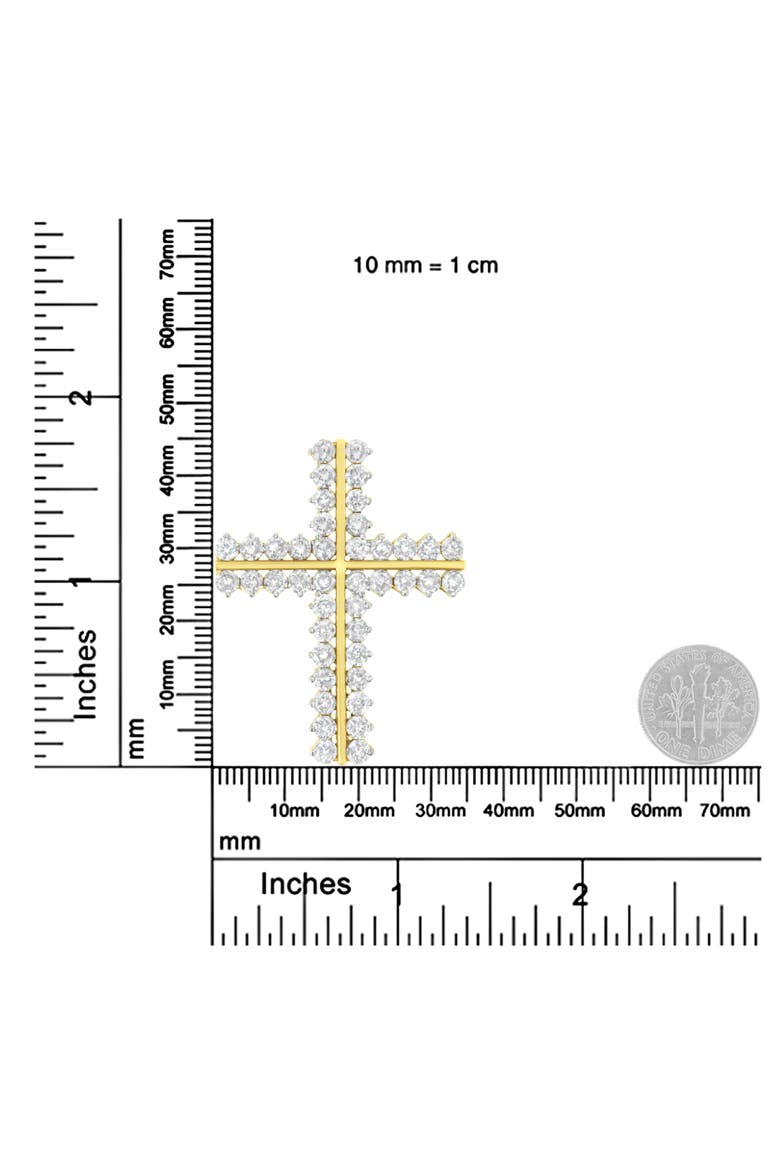 10K Yellow Gold 4.0 Cttw Diamond Two Row Cross 18" Pendant Necklace, Alternate, color, Yellow
