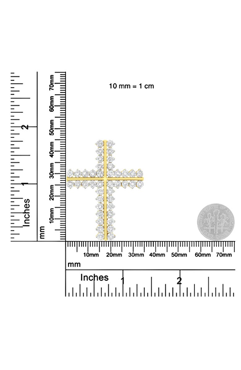 Haus of Brilliance 10K Yellow Gold 4.0 Cttw Diamond Two Row Cross 18" Pendant Necklace, Alternate, color, Yellow