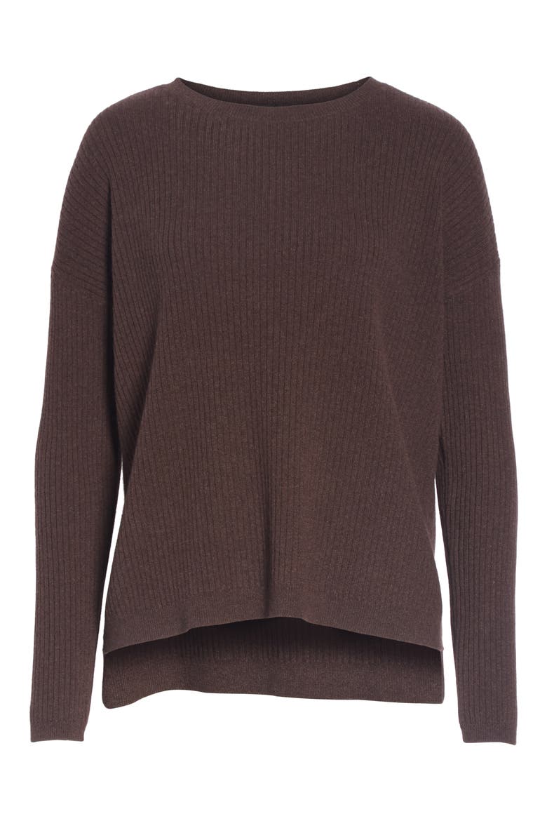 Boxy Ribbed Cashmere Sweater, Alternate, color, CLOVE