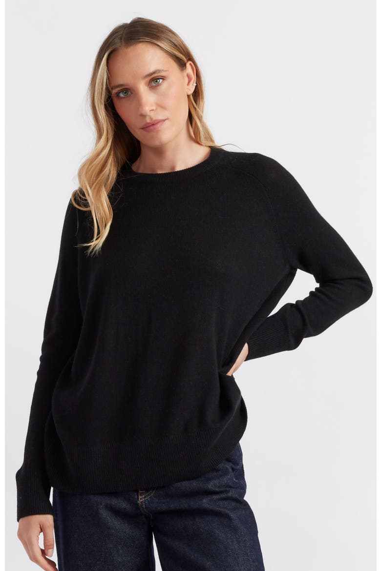 Lightweight Cashmere Slouchy Sweater, Main, color, Black