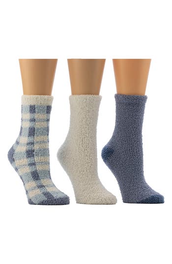 Cuddl Duds 3-pack Cozy Crew Socks In Blue