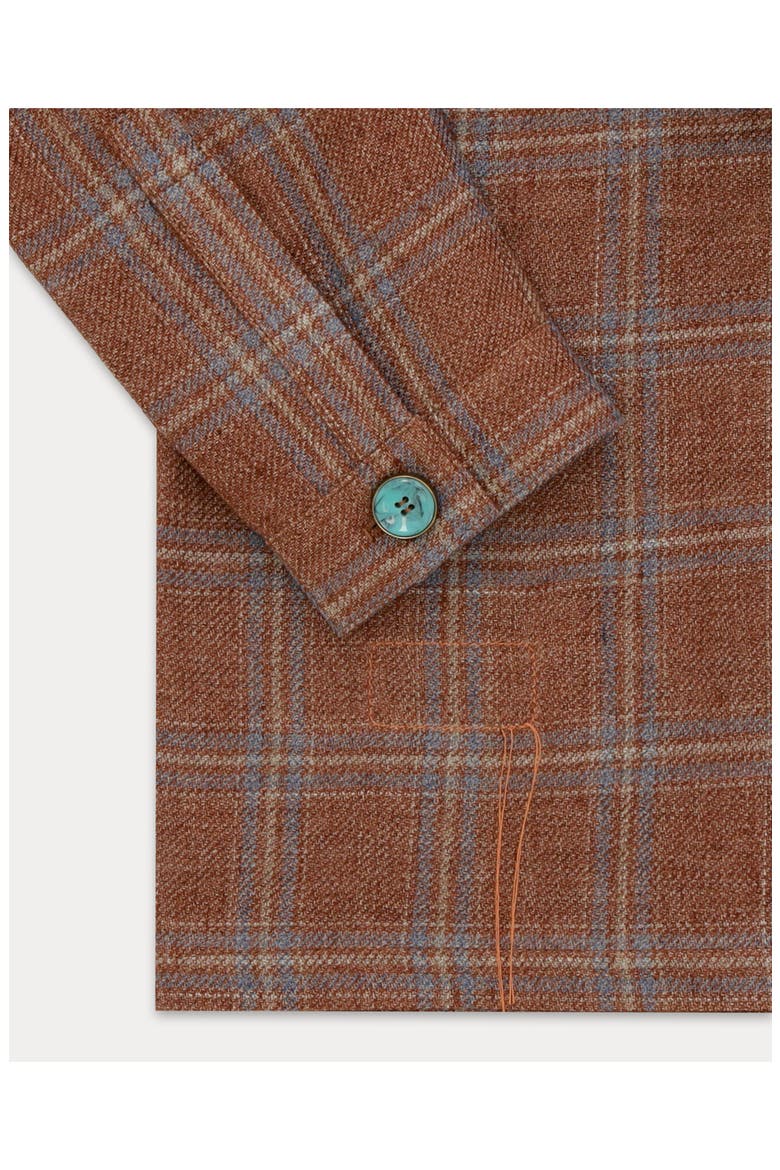 Scotland-Checkered Linen and Cotton Classic Jacket, Alternate, color, Dark Brown