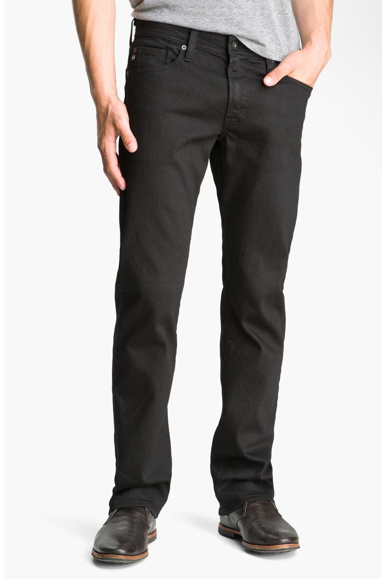 'Protégé' Straight Leg Jeans, Main, color, BLACK OVERDYE