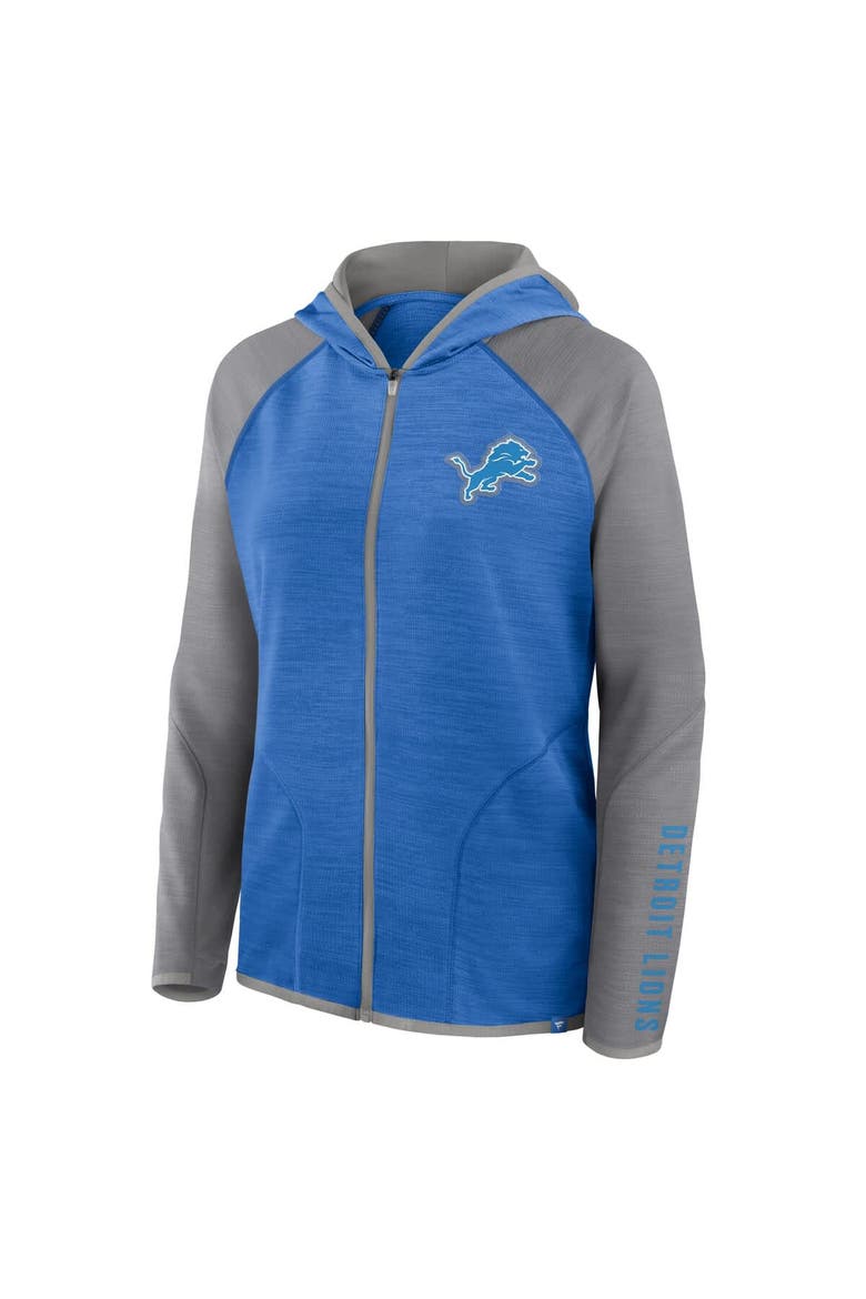 Women's Fanatics Blue/Gray Detroit Lions Redzone End Around Pass Raglan Full-Zip Hoodie, Alternate, color, Blue
