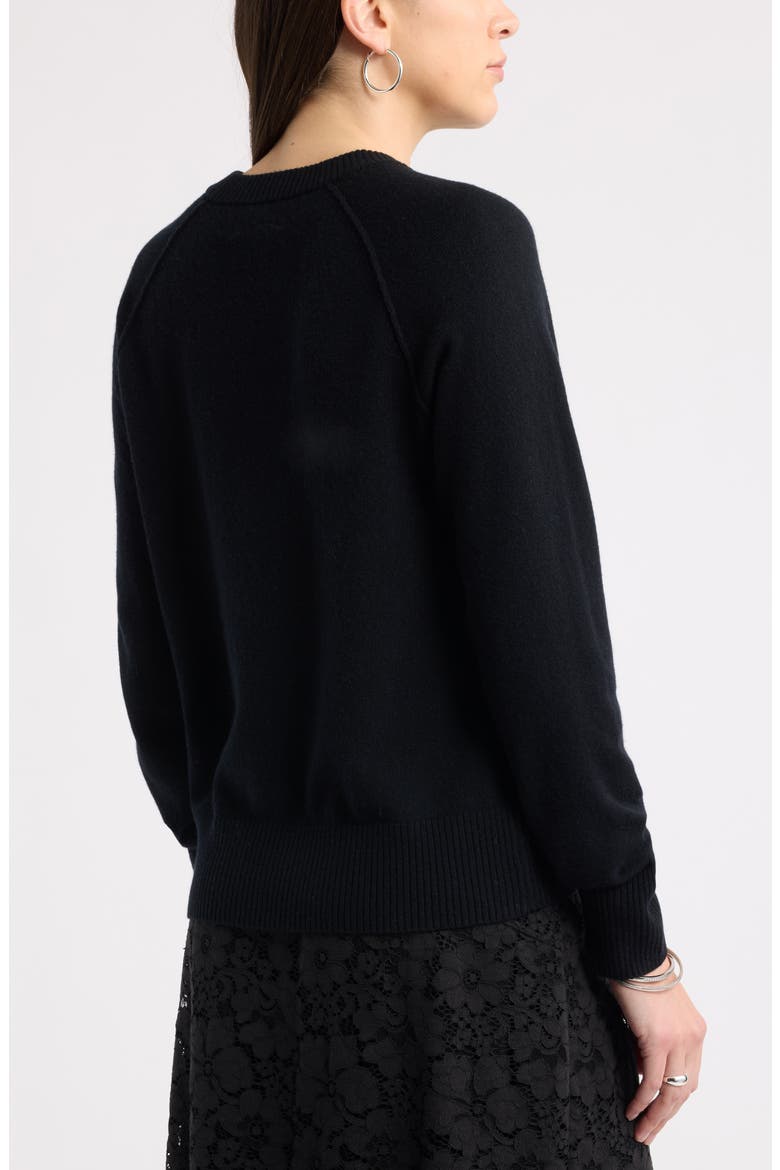 Intarsia Wool & Cashmere Sweater, Alternate, color, BLACK- OLIVE CHEERS