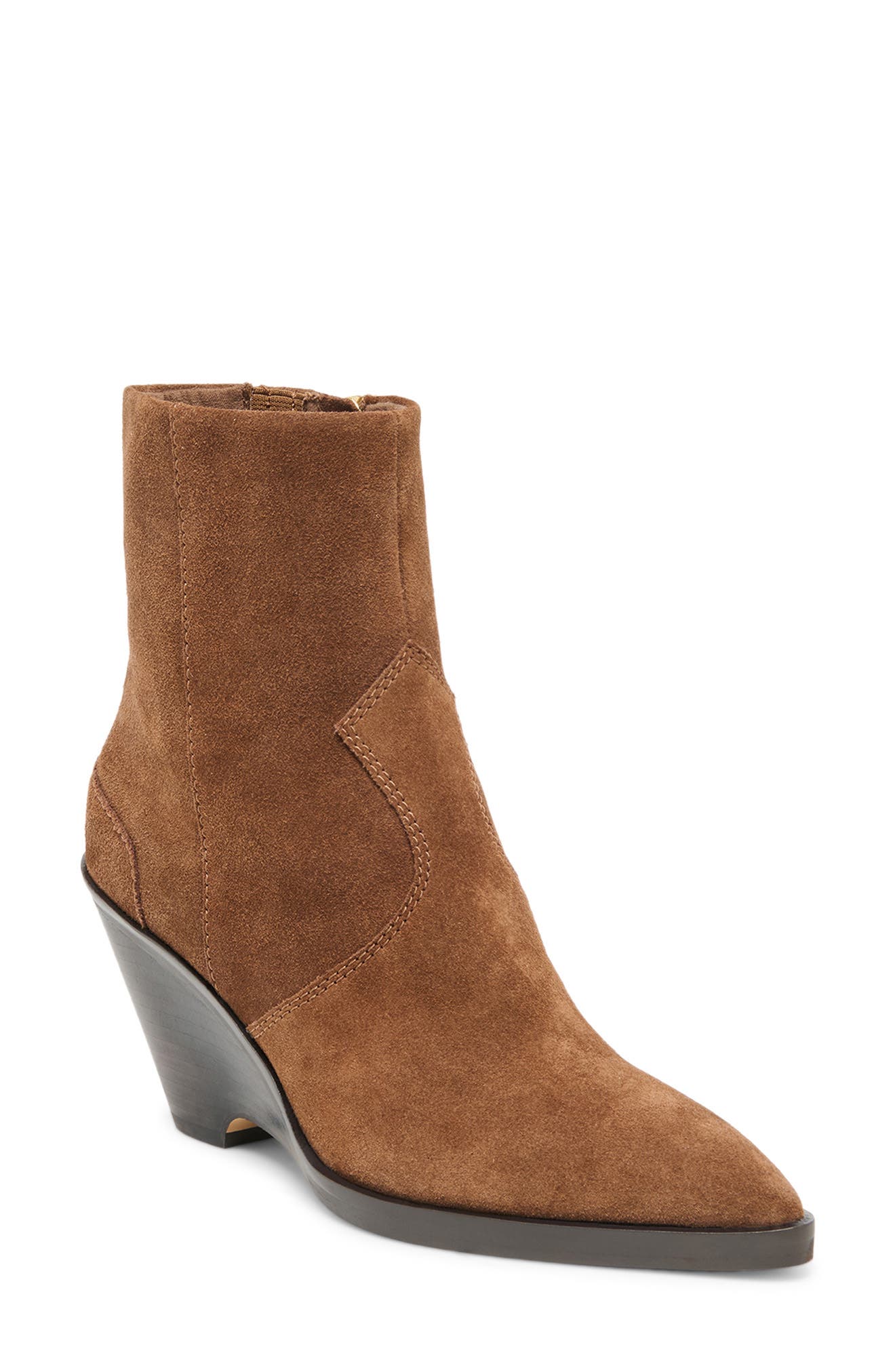 Ashtin Leather Wedge Bootie, Main, color, COCOA SUEDE