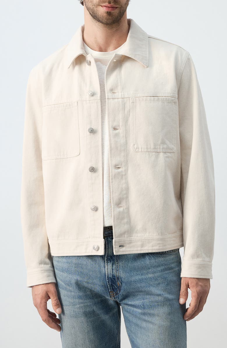 MANGO Cotton Denim Jacket, Main, color, Ecru