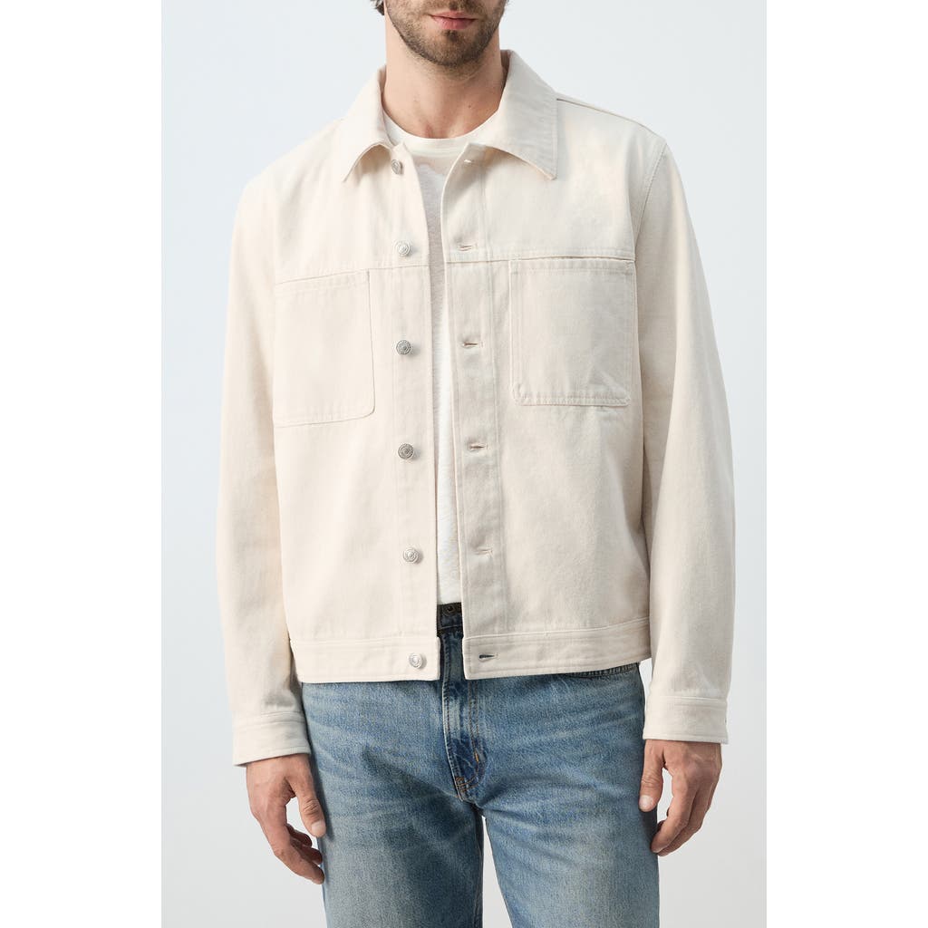 MANGO Cotton Denim Jacket in Ecru at Nordstrom, Size Xx-Large