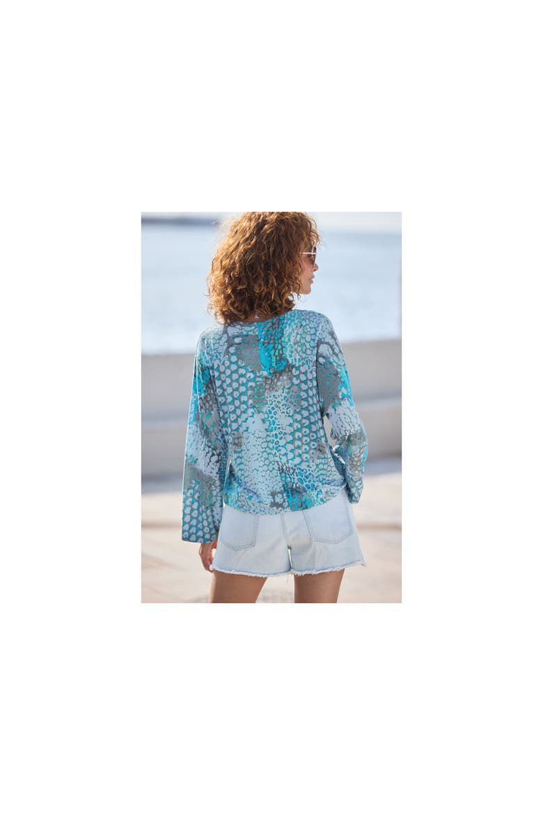Printed Long Sleeve Top, Alternate, color, Blue-Printed