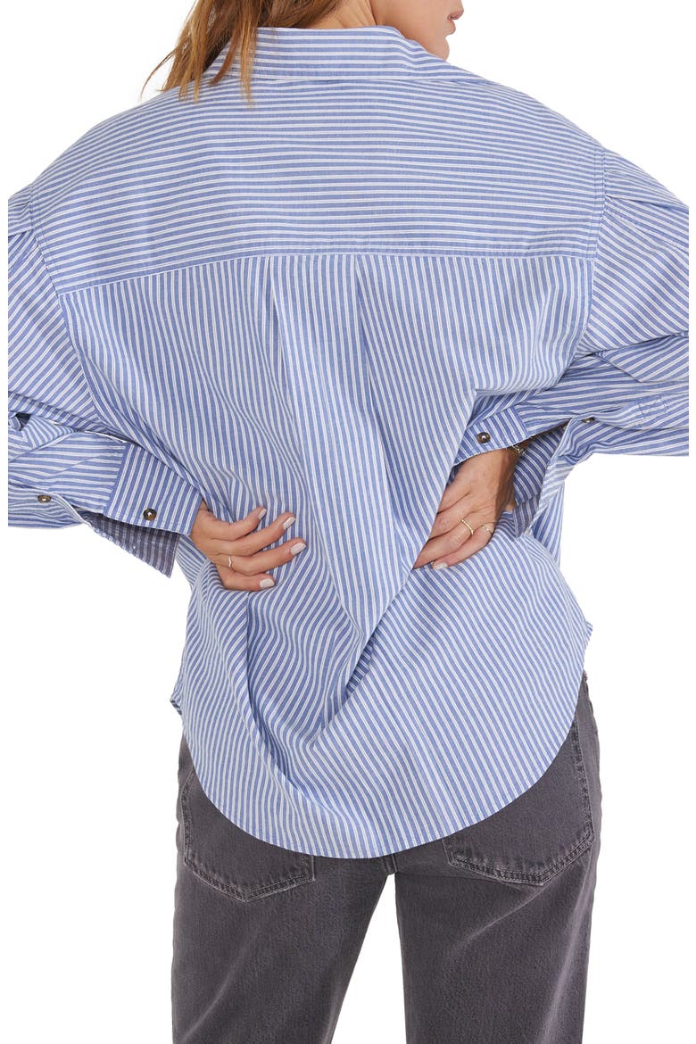Mallory Pleated Sleeve Oversize Shirt, Alternate, color, SALUTE STRIPE