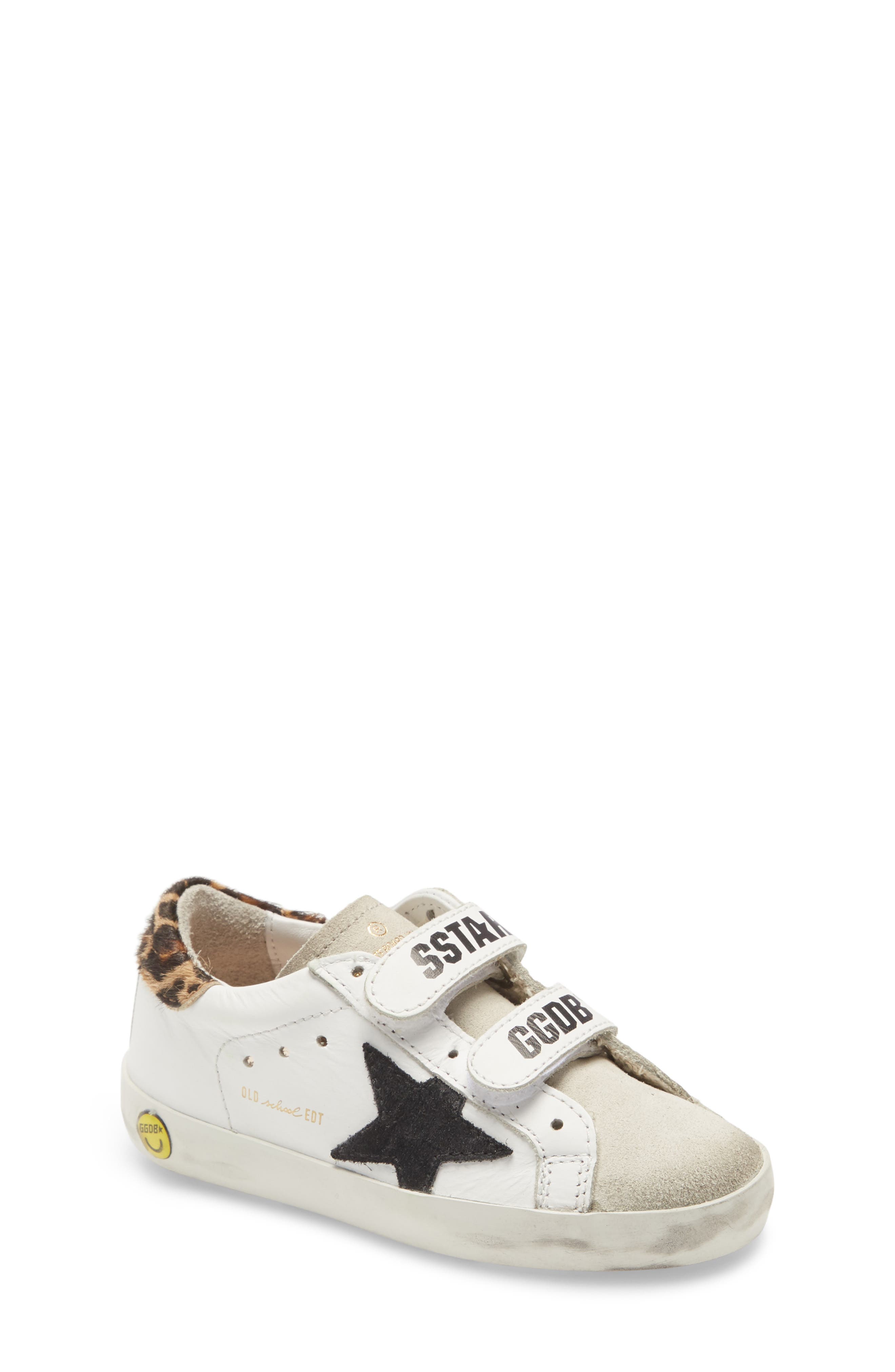 Old School Glitter Sneaker, Main, color, WHITE LEATHER/ LEOPARD PONY