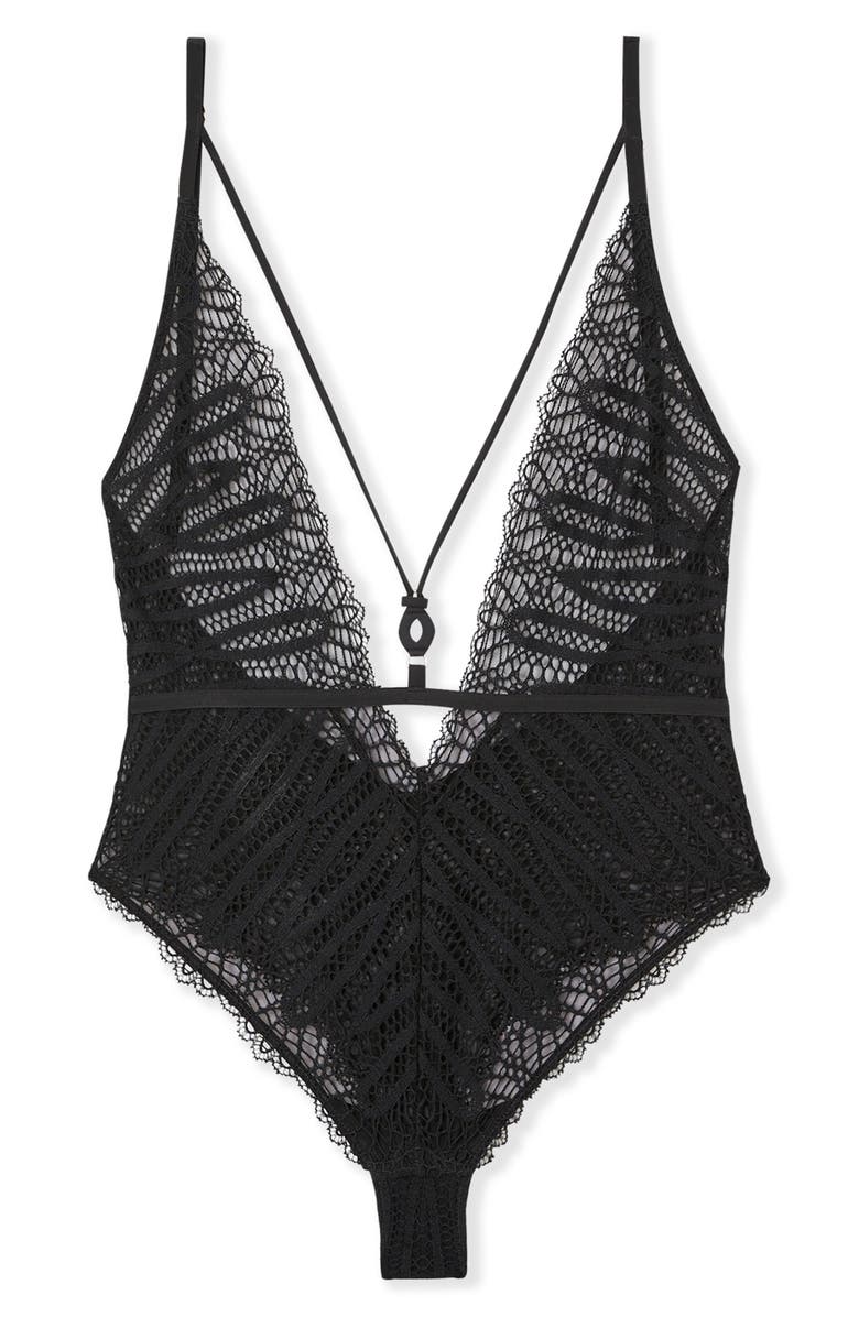Etam Virtuose Bodysuit, Alternate, color, Black