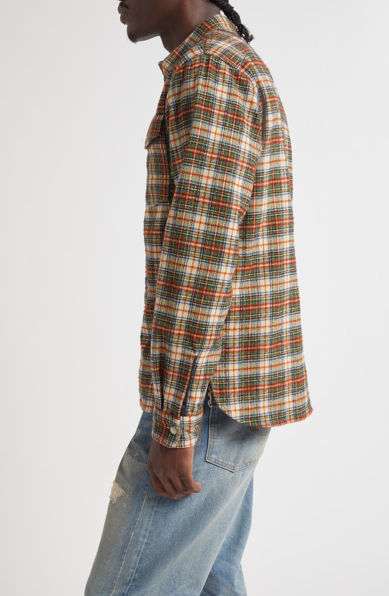 Double RL Plaid Wool Blend Twill Work Shirt, Alternate, color, Cream/ Green