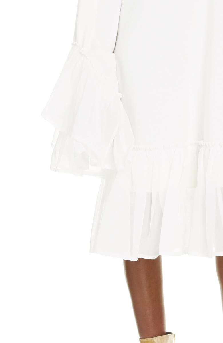 Dries Van Noten Asymmetrical Ruffle Long Sleeve Shift Dress, Alternate, color, 
