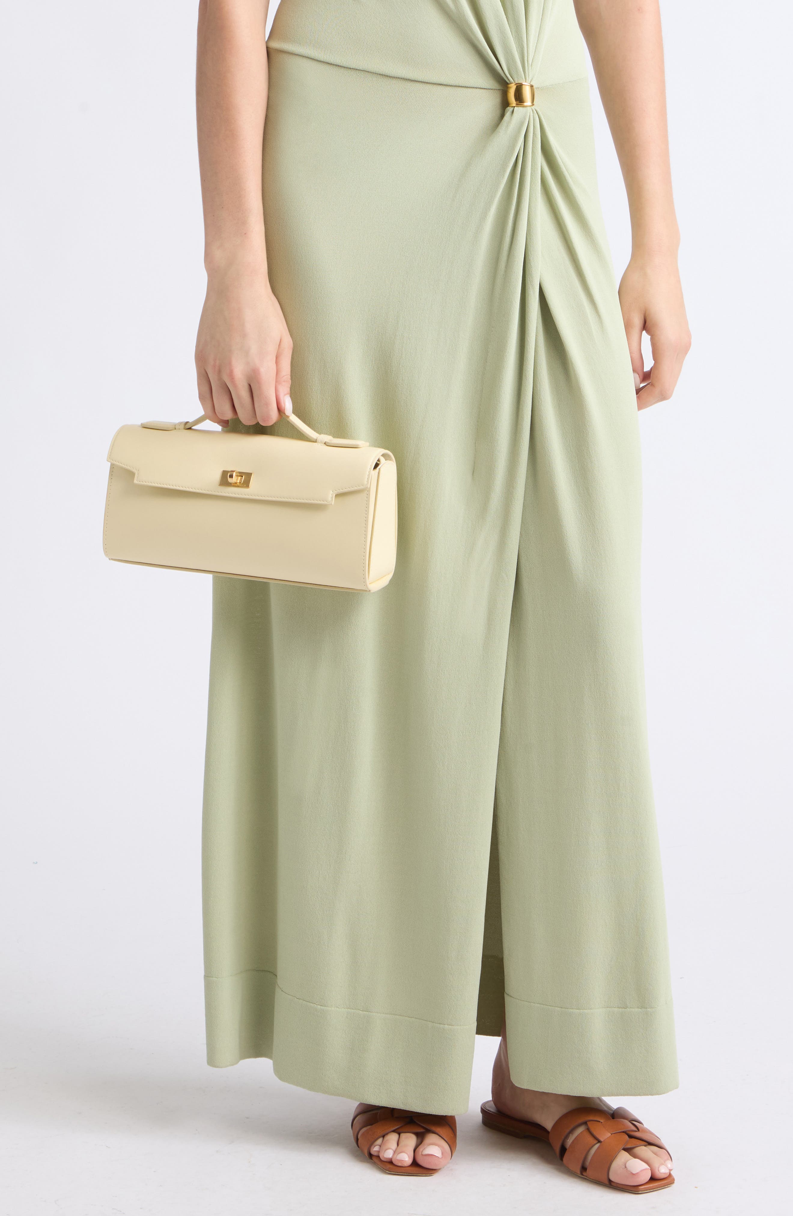 Mortimer Leather Clutch, Alternate, color, BUTTER
