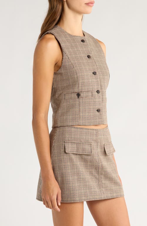 Blanknyc Plaid Crop Vest In Brown