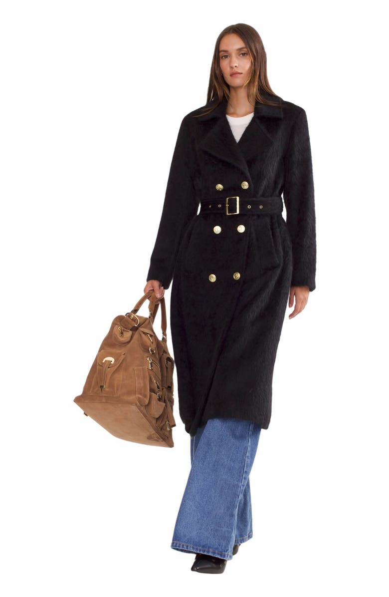 Cynthia Rowley Fuzzy Wool Trench Coat, Alternate, color, 