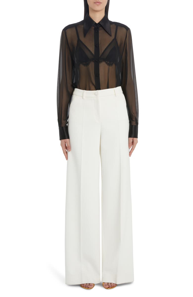 Dolce&Gabbana Sheer Stretch Silk Chiffon Blouse, Alternate, color, 