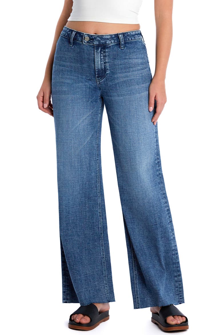 Flat Front Wide Leg Jeans, Main, color, LAKE MICHIGAN