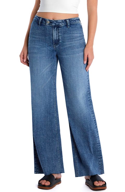 Flat Front Wide Leg Jeans