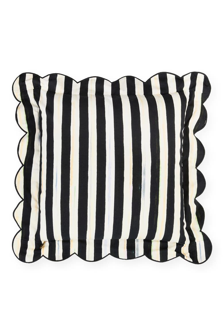 Courtly Check Reversible Scalloped Throw Pillow, Alternate, color, BLACK