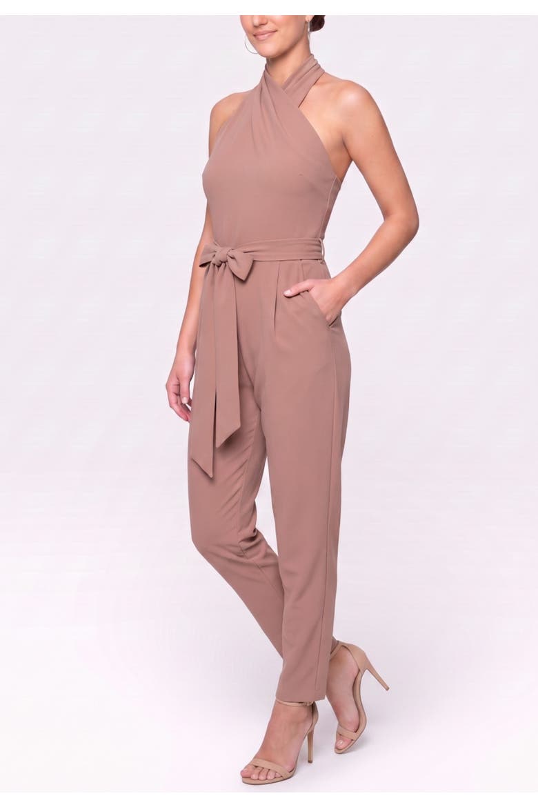Harley Crossover Halter Jumpsuit, Alternate, color, Almond