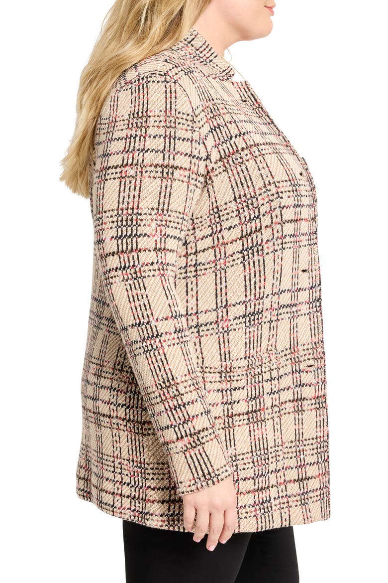 Stitchy Plaid Cotton Knit Blazer, Alternate, color, NEUTRAL MULTI