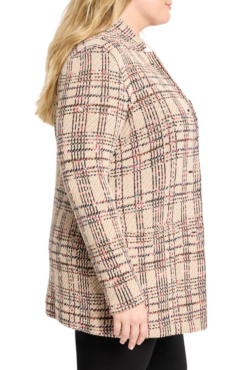 Stitchy Plaid Cotton Knit Blazer