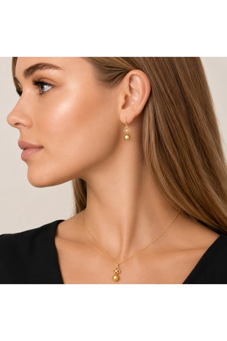 Golden South Sea Pearl & Diamond Lacy Pendant, Alternate, color, Golden Pearl