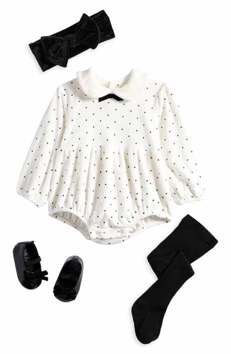 Rachel Zoe Velour Romper, Socks, Booties & Headband Set