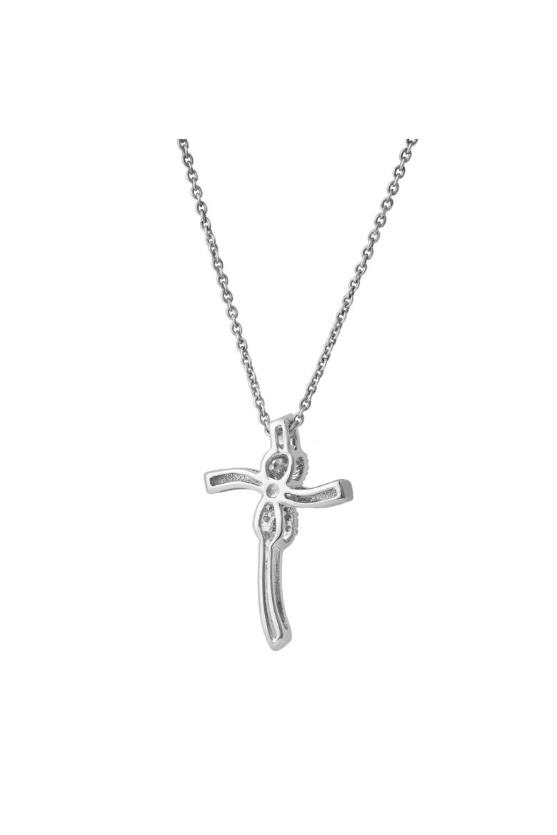 Benedicta 10K Gold Diamond Cross Pendant - 0.05 CT, Alternate, color, 10K White Gold