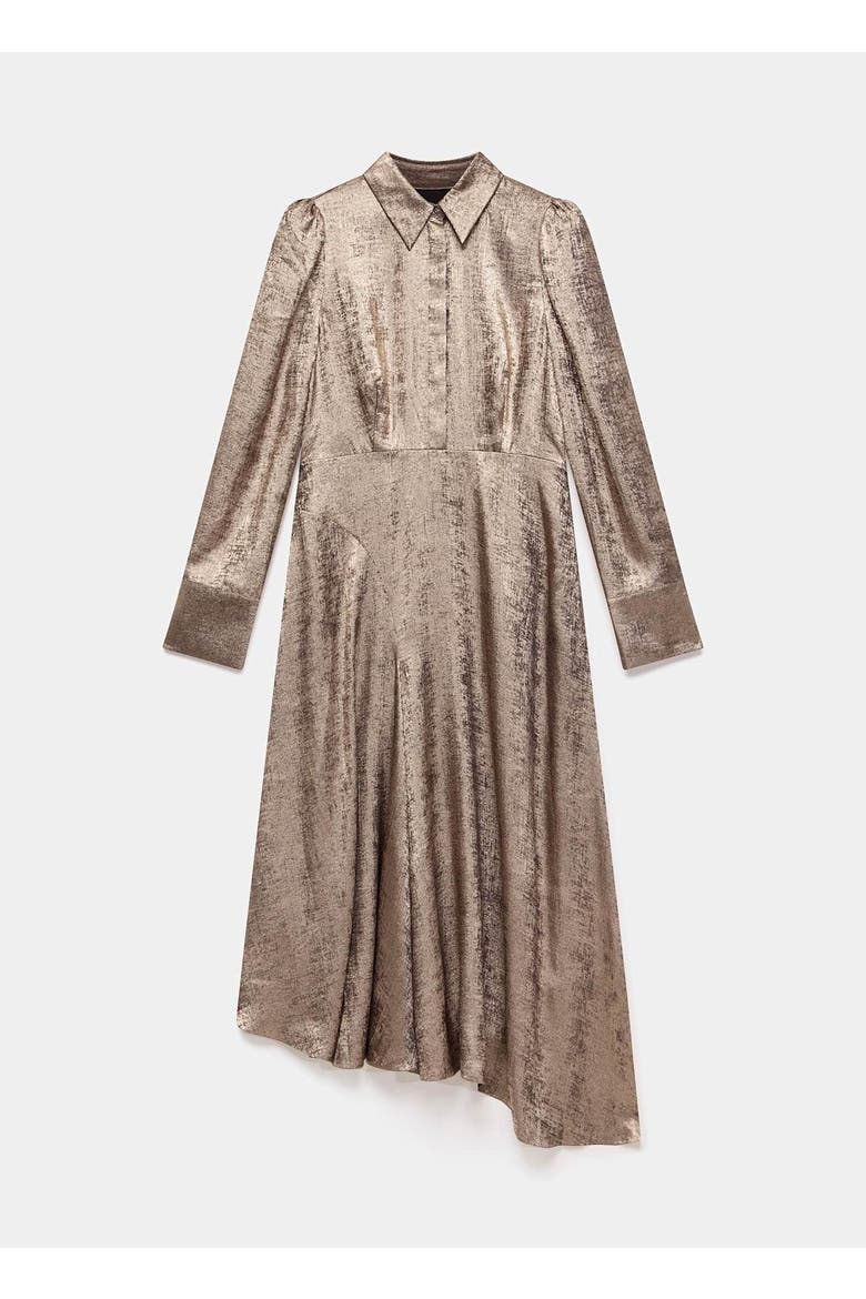 Metallic Midi Shirt Dress, Alternate, color, Gold