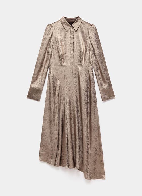 Mint Velvet Metallic Midi Shirt Dress In Gold